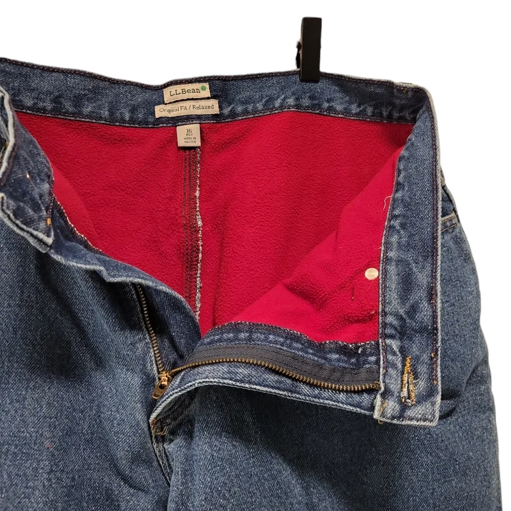 L.L.Bean, Fleece Lined Jeans, Orignal Fit/Relaxer, Women's sz 16 Pet, L-39.5 Inc - Picture 4 of 4